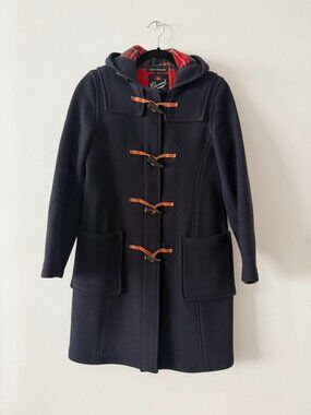 Gloverall Duffle Coat, Navy with Stewart Tartan Lining, Size 6